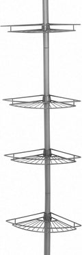 Zenna Home Tension Pole Corner Caddy, Satin Nickel