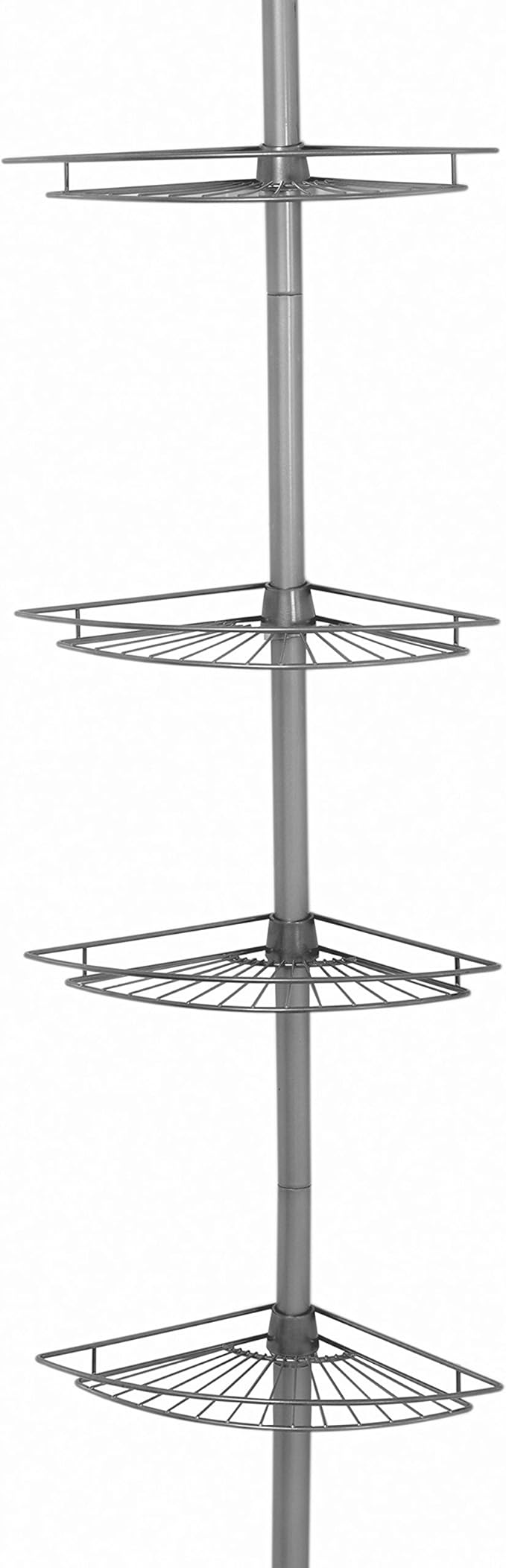 Zenna Home Tension Pole Corner Caddy, Satin Nickel