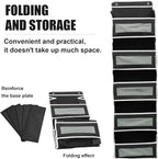 5-Tier Hanging Door Storage Rack Includes 5 shelves and 5 side mesh pockets Multi-compartment design Holds up to 44 lbs Ideal