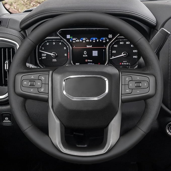MEWANT Steering Wheel Cover for GMC Sierra Steering Wheel Cover for GMC Sierra 1500 / Sierra 1500 Limited/Sierra 2500 / Sierra 3500/ Yukon (XL) Hive Microfiber Leather