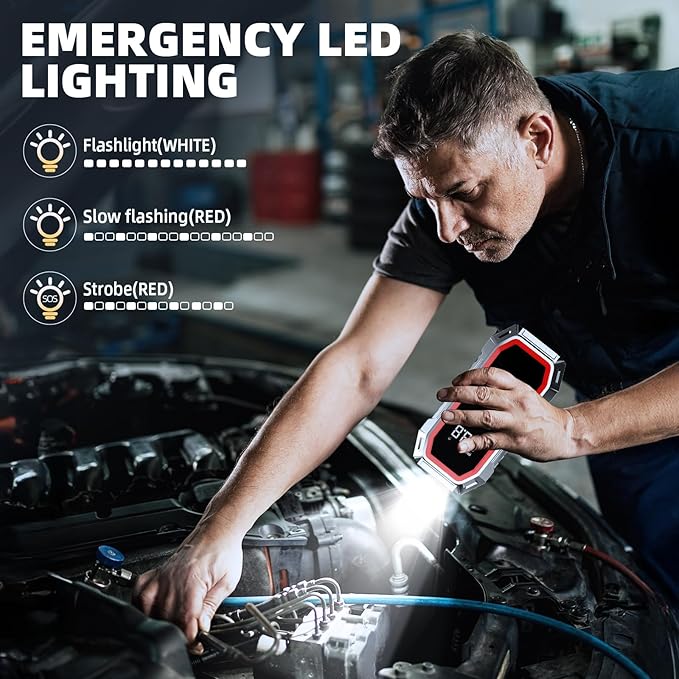 Jump Starter with Air Compressor, 5000A Peak Car Battery Jump Starter(9.0 Gas/8.0L Diesel), 160PSI 12V Jump Box Car Battery