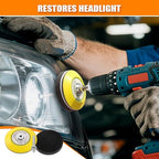 POLIWELL Car Headlight Restoration Kit, 3 Inch Car Polishing Sanding Discs Kit, 3 in Sandpaper Grit 320-5000 Headlights Sanding Sheets with 1/4” Shank Backing, Buffing Sponge Pads for Drill, 52 PCS