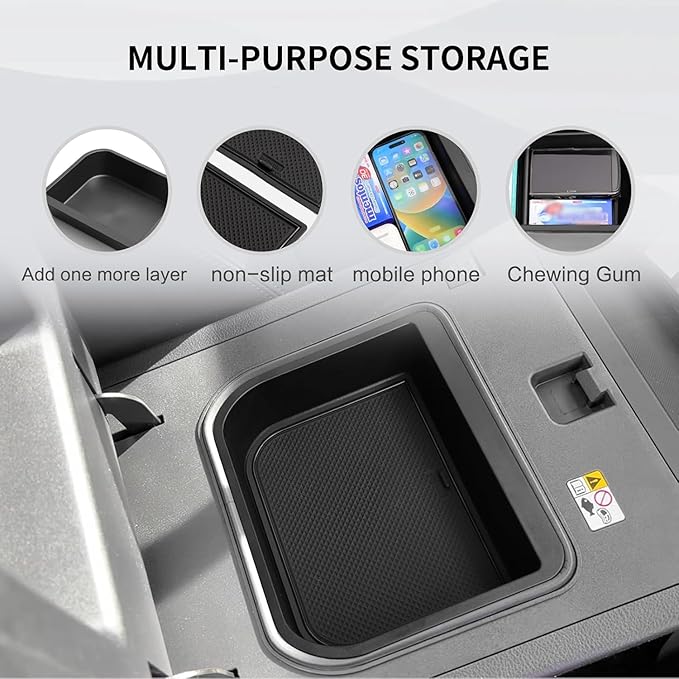 smabee 2PCS Center Console Organizer for 2024 2025 2026 Toyota Land Cruiser Prado 250 Accessories Interior ABS Center Console Organizer Storage Box Tray