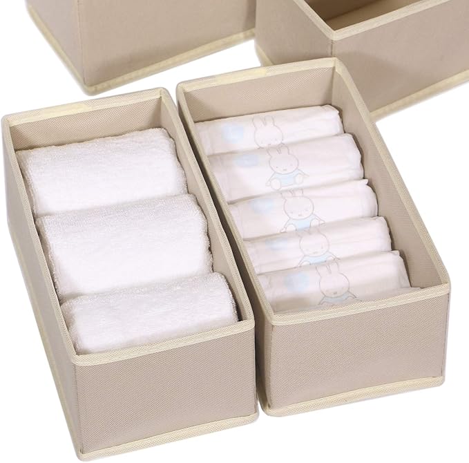 DIOMMELL 6 Pack Foldable Cloth Storage Box Closet Dresser Drawer Organizer Fabric Baskets Bins Containers Divider with Drawer