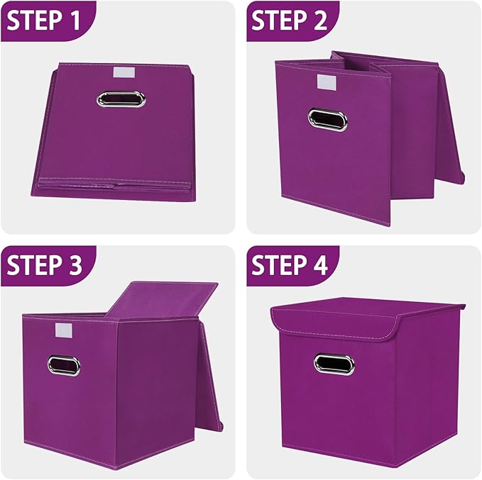 Closet Organizers Fabric Storage Bins With Lids Collapsible Cube Storage Organizer Basket With Handles,Storage Boxes for Clot