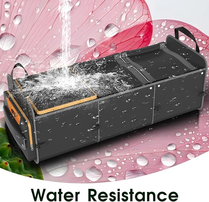 Car Trunk Organizer for SUV, Heavy Duty Waterproof Trunk Organizer, Foldable Collapsible Car Organizer with Cooler, Multi-Comp