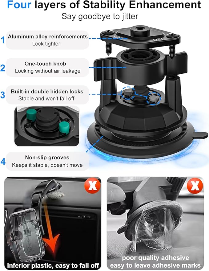 Tablet Holder for Car Dashboard Windshield, [Super Suction Cup] for iPad Car Mount, Truck Heavy Duty Tablet Mount for iPad Pro 12.9 Air Mini, Galaxy Tab, All 4-12.9" Tablets and Phones
