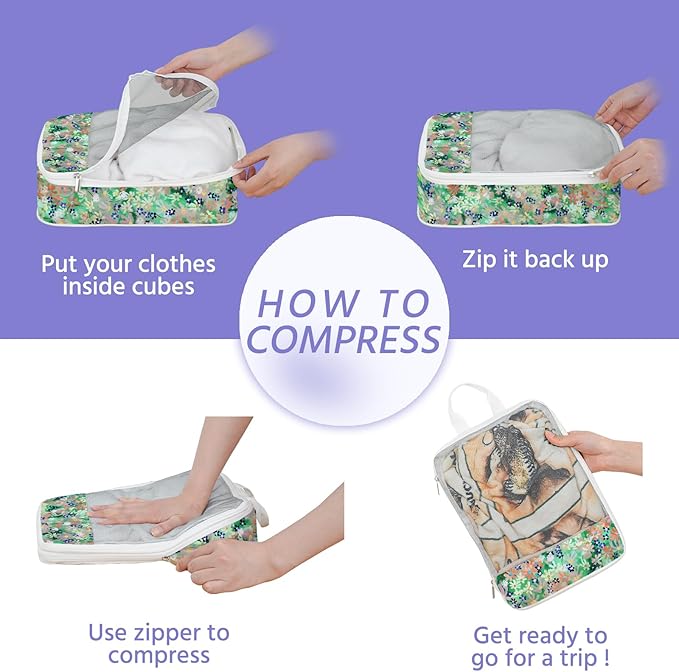 7 Pcs Compression Packing Cubes for Travel, Waterproof Suitcase Luggage Backpack Organizer with Toiletry Bag Travel Essential
