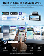 AZDOME ADAS Dash Cam Front and Rear, 4K+2.5K UHD Dash Camera for Cars, 64GB Card Included, Voice Control, Bulit-in 5.8GHz Wi-