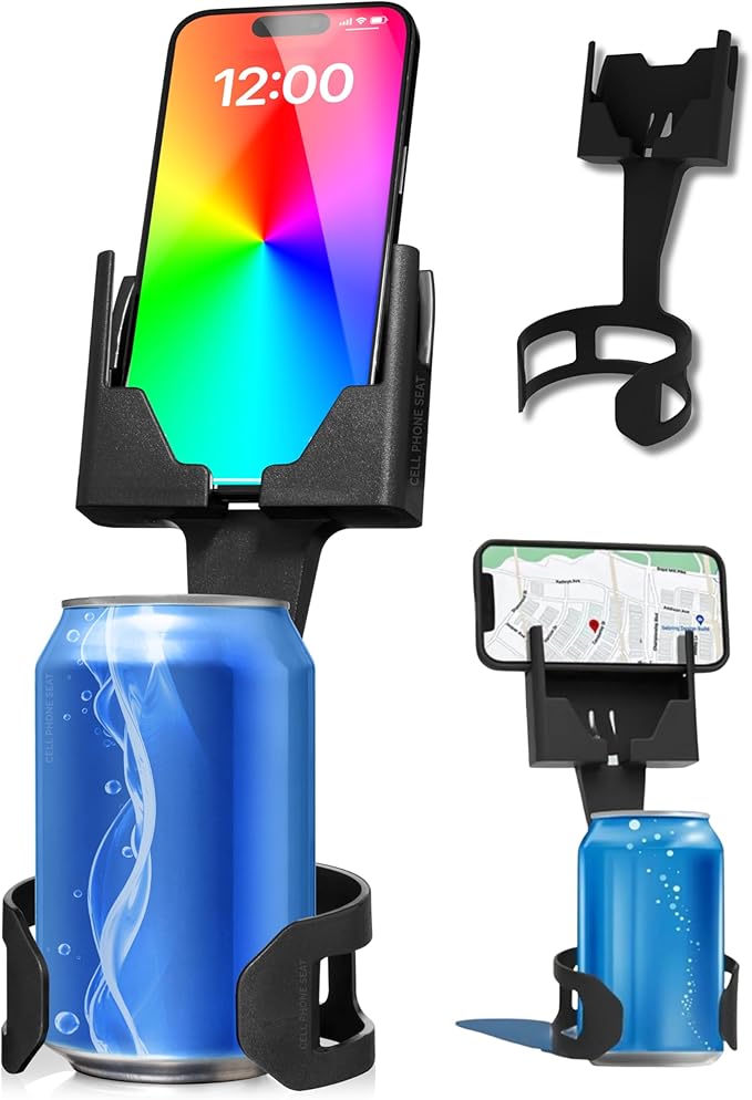 Phone Holders for Your Car, Cup Holder Phone Mount, Universal Adjustable Expander Cradle Hands-Free Driving - Compatible with All Smartphones Car Mount for iPhone Samsung Google Android Mobile Black
