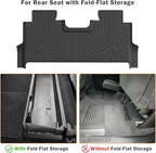 KUST Floor Mats for 2017-2026 Ford F250/F350/F450 Super Duty Crew Cab (Only for Rear Seat with Fold-Flat Storage), All Weather Car Truck Mats for F250 Accessories TPE Rubber Raised Edge