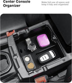 ECOZEN 2026 Wrangler JL Center Console Organizer - 2 Pcs Center Console Organizer Tray + Armrest Hidden Storage Box For 2018-2026 Jeep Wrangler JL/JLU/4xe & 2020-2025 Gladiator JT Accessories