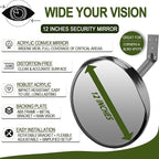 2PCS 12 Inch Security Mirror - Acrylic Convex Mirror with Adjustable Wide Angle View for Blind Spot Detection, Ideal for Gara
