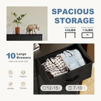 DUMOS Dresser for Bedroom, 10 Storage Drawers, Wide Fabric Closet Chests Organizer Tower Furniture with Wooden Top Metal Fram