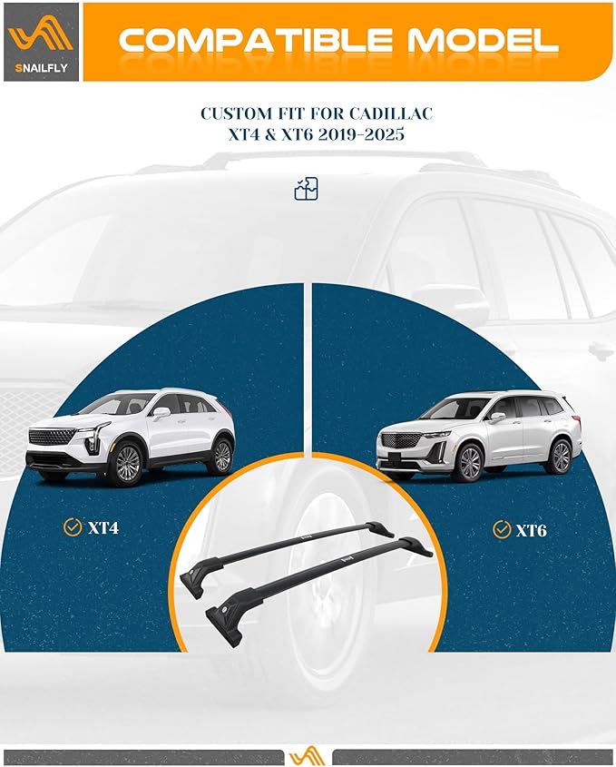 Snailfly 330 LBS Lockable Roof Rack Cross Bars Fit for Cadillac XT4 XT6 2019-2025 CrossBars Rooftop Luggage Rack Cargo Carrier Accessories