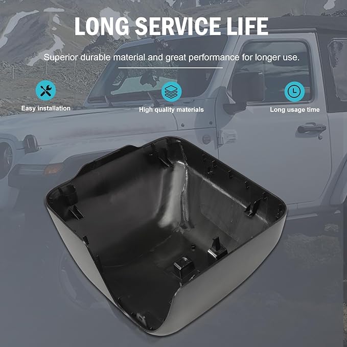 Driver Side Mirror Cover for Wrangler JL 2018-2023, Gladiator JT 2020-2025, Replace 68361961AA Left Side Rearview Mirror Cap