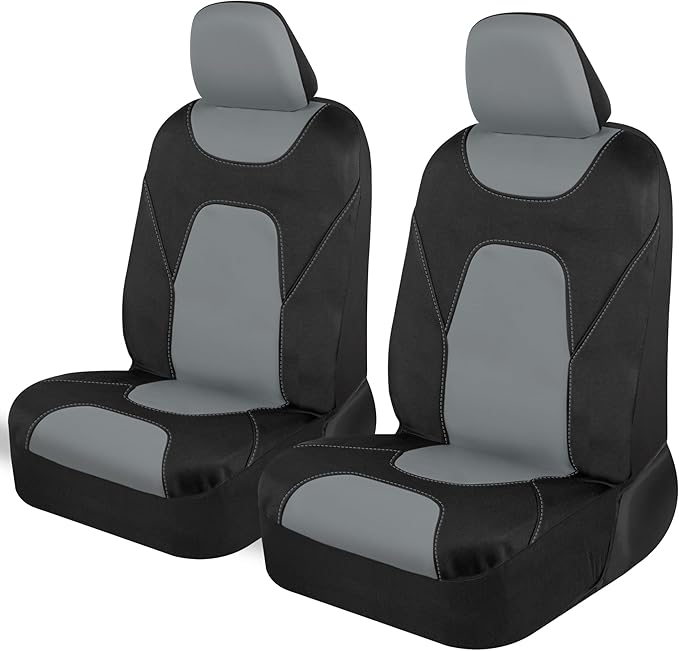 Motor Trend Waterproof Car Seat Covers Full Set – Black & Gray Seat Covers for Car Front & 60/40 Split Back Bench - Carseat C