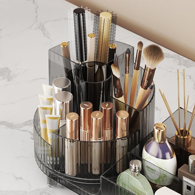 Booklov Roating Makeup Organizer for Vanity, Large Capacity Cosmetic Display Case, Clear Acrylic Countertop Beauty Storage Ho
