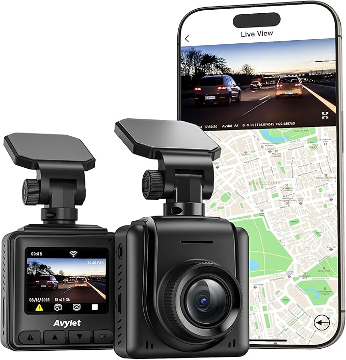 Dash Cam 2K, WiFi Dashcams with APP, External GPS, 1.5'' IPS Screen, Front Dash Camera for Cars, Mini Car Camera, WDR Night V
