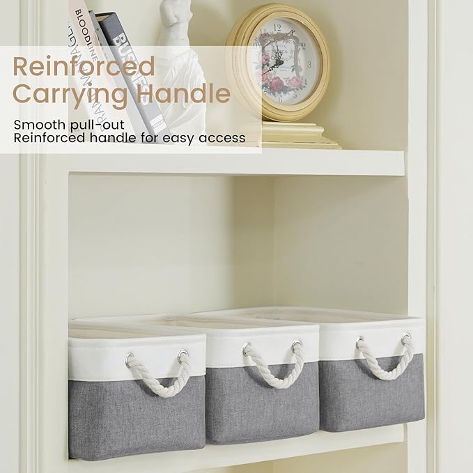 Storage Baskets for Shelves 13.8x9.8x6.7 Inch, Foldable Fabric Storage Bins with Handles, Small Storage Baskets for Organizin