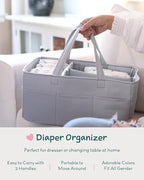 Lily Miles Diaper Caddy Organizer with 8 Pockets, Wipeable Baby Caddy Basket for Diapers and Wipes, Baby Registry Favorites, 