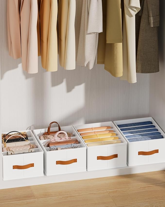 Homsorout Purse Organizer for Closet, Fabric Handbag Storage Organizer with Handles, Foldable Bag Organizer Drawer for Flat H
