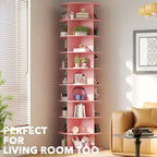 SpaceAid 9 Tier Rotating Shoe Rack Tower, Spinning Shoe Display Lazy Susan, Revolving 360 Shoe Rack Storage Round Carousel, V