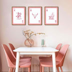 Western Cowboy Wall Art Set of 3 Southwestern Playing Card Wall Decor Pink Western Poster Canvas Prints Longhorn Bull Skull R