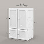 HOMCOM Portable Wardrobe Closet, Folding Clothes Storage Organizer with 3 Cube Compartments, Hanging Rod, 4 Magnet Doors, Whi