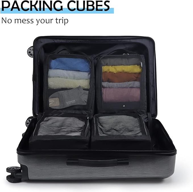 Gloppie 4-Pack Packing Cubes for Luggage - Organizer Suitcase Bags Set - Carry On Travel Accessories