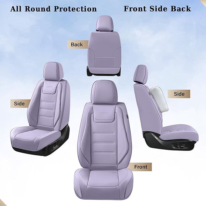 Coverado Car Seat Covers, Front Covers for Cars, Car Seat Cover Front Seats, Car Seat Protector Waterproof, Leather Car Seat 