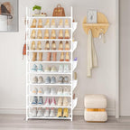LUKYTOWER Tall Shoe Rack 10 Tier Shoe Racks Organizer for Closet 30-35Pairs,Large Capacity Storage Rack for Shoes with 5Hooks