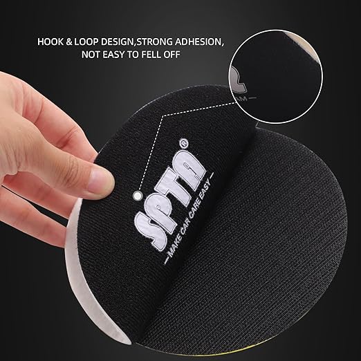 Glass Polishing Pad, SPTA 5 Pcs 5''(125mm) Car Glass Polishing Discs Microfiber Polishing Buffing Pad, Scratch Removal Kit for Correct Damaged Window Cleaning, Removing Stubborn Waterspots