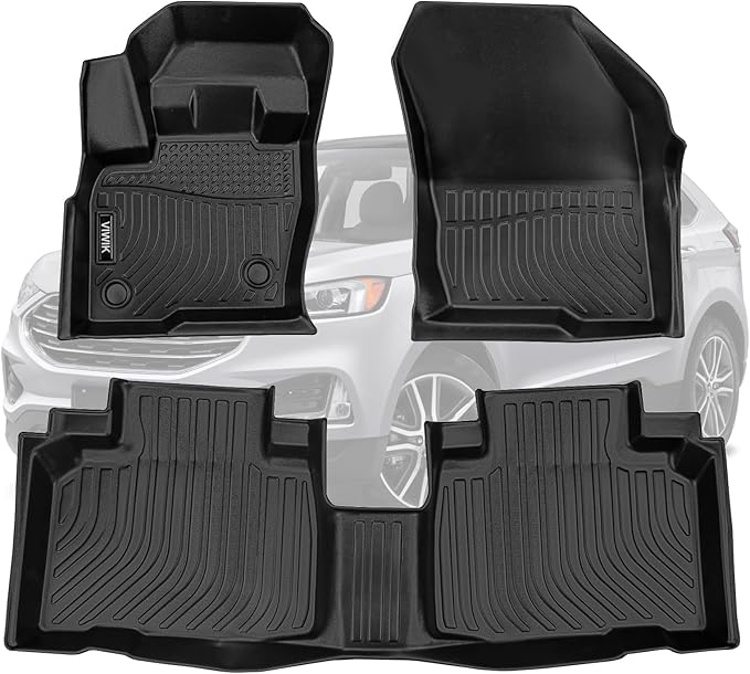 VIWIK Floor Mats Compatible for Ford Edge 2015-2024, TPE Rubber Car Mats All Weather Custom Floor Liners for 2015-2024 Edge Full Set 1st and 2nd Row Front & Rear Non-Slip Odorless