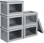 Homsorout Stackable Storage Bins with Lids - Medium Storage Box with Lids, Foldable Closet Boxes for Organizing, Wardrobe Clo