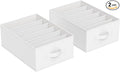 SONGMICS Set of 2 Large Size Wardrobe Clothes Organizers, 6-Compartment Foldable Drawer Organizers with Handles, 16.5 x 11.8 