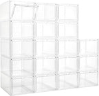 LXLXXL 18 Pack Storage Bins with Lids, Plastic Storage Containers with Magnetic Door, 19 Qt Stackable Clear Storage Box for H