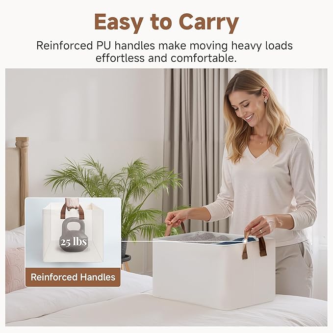 StorageWorks Closet Storage Bins, Storage Baskets for Shelves, Closet Organizers and Storage Bins with Metal Frame, Handles, 