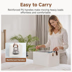 StorageWorks Closet Storage Bins, Storage Baskets for Shelves, Closet Organizers and Storage Bins with Metal Frame, Handles, 