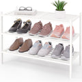 Smiry Bamboo Shoe Rack 3-Tier, Stackable Wooden Shoe Organizer for Entryway & Closet, Free Standing Wood Shoe Storage Shelf f