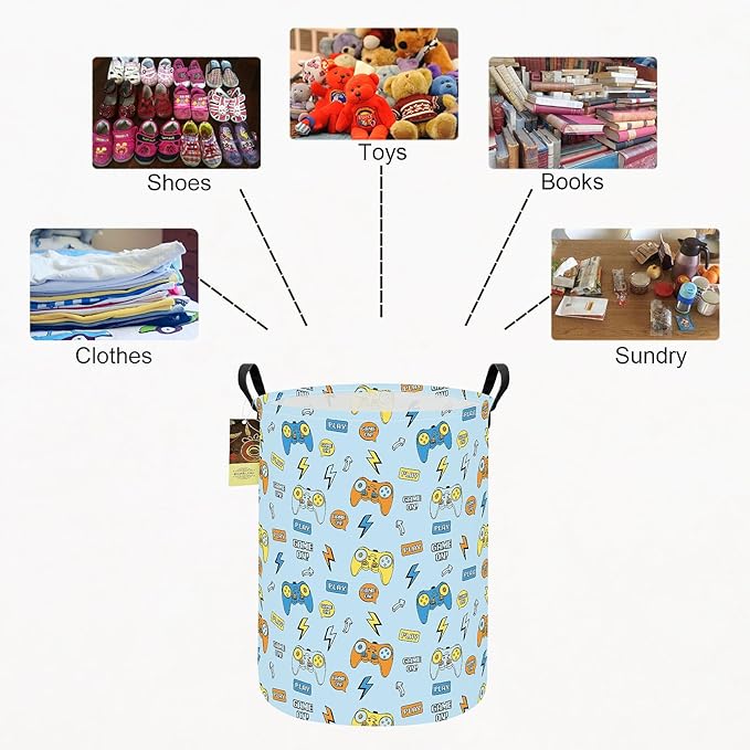 HUNRUNG Laundry Hamper,Large Canvas Fabric Lightweight Storage Basket Toy Organizer Dirty Clothes Collapsible Waterproof for 