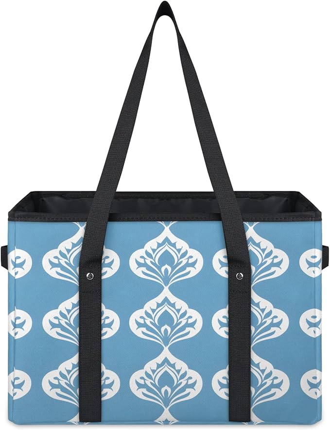 Reusable Grocery Bags Heavy Duty Shopping Bags Foldable Large Tote Bags with Long Handles & Hard Bottom