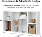 YESHOMY 8-Cube Storage Organizer, 2-Tier White Bookshelf Open Frame, Modern Bookcase Display Shelf with Adjustable Shelves fo