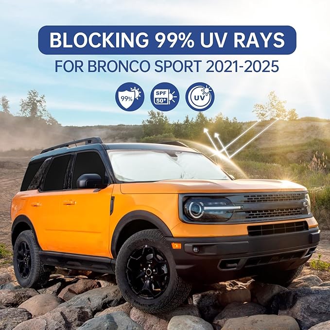 8pcs Car Window Shades for Ford Bronco Sport 2021 2022 2023 2024 2025, Full Car Window Covers for Privacy, Sunshades for Front Rear Windshield Side Windows to Block UV and Protect Privacy