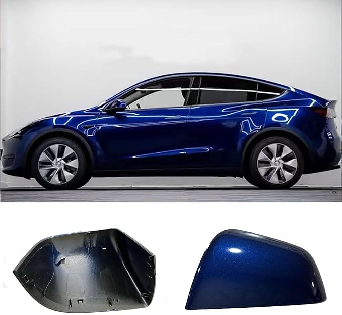 Compatible with Tesla Model Y Side Mirror Cover Replacement 2021 2022 2023 2024, Left Driver Side Rearview Mirror Cover Cap for Model Y Accessories(blue)
