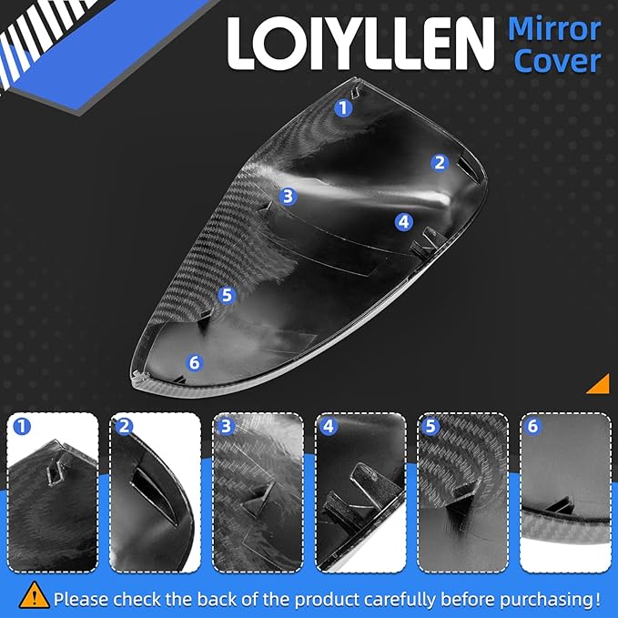 Driver Side Mirror Cover Replacement for Ford Fusion 2013 2014 2015 2016 2017 2018 2019 2020 2021 2022 - Left Side Mirror Covers, Rear View Mirror Cap Accessories Carbon Fibre, With Lamp