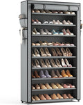 LANTEFUL Shoe Rack with Covers 10 Tier Tall Shoe Rack Organizer Large Capacity Shoe Shelf Storage 40 Pairs Space Saving Free 