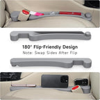Car Seat Gap Filler Set of 2, 3IN1 Seat Side Gap Filler Plug with Storage Slot & Hook Function, Soft Foam Universal Fit Car SUV Truck Fill Gap Between Seats Console Organizer（Standard L Gray）