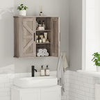 Homleke Bathroom Wall Cabinet, Over Toilet Storage Cabinet with Barn Doors and Adjustable Shelves, 3-Tier Medicine Cabinet Wa