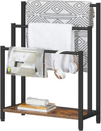 HOOBRO Free Standing Towel Rack, 3 Tier Blanket Rack, Blanket Holder for Bathroom, 23.6" L x 11" W x 31.9" H, Industrial Meta